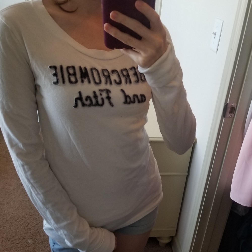 White Abercrombie and Fitch Long Sleeve Shirt